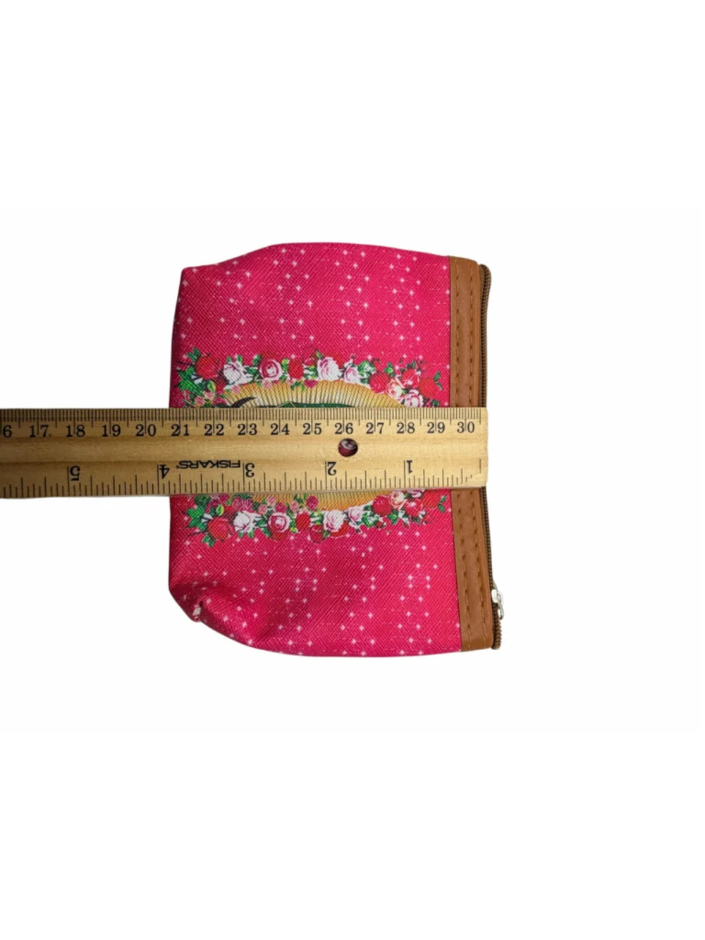 Our Lady of Guadalupe Coin Purse Zipper Pouch Key Ring Pink Floral Wallet NWT